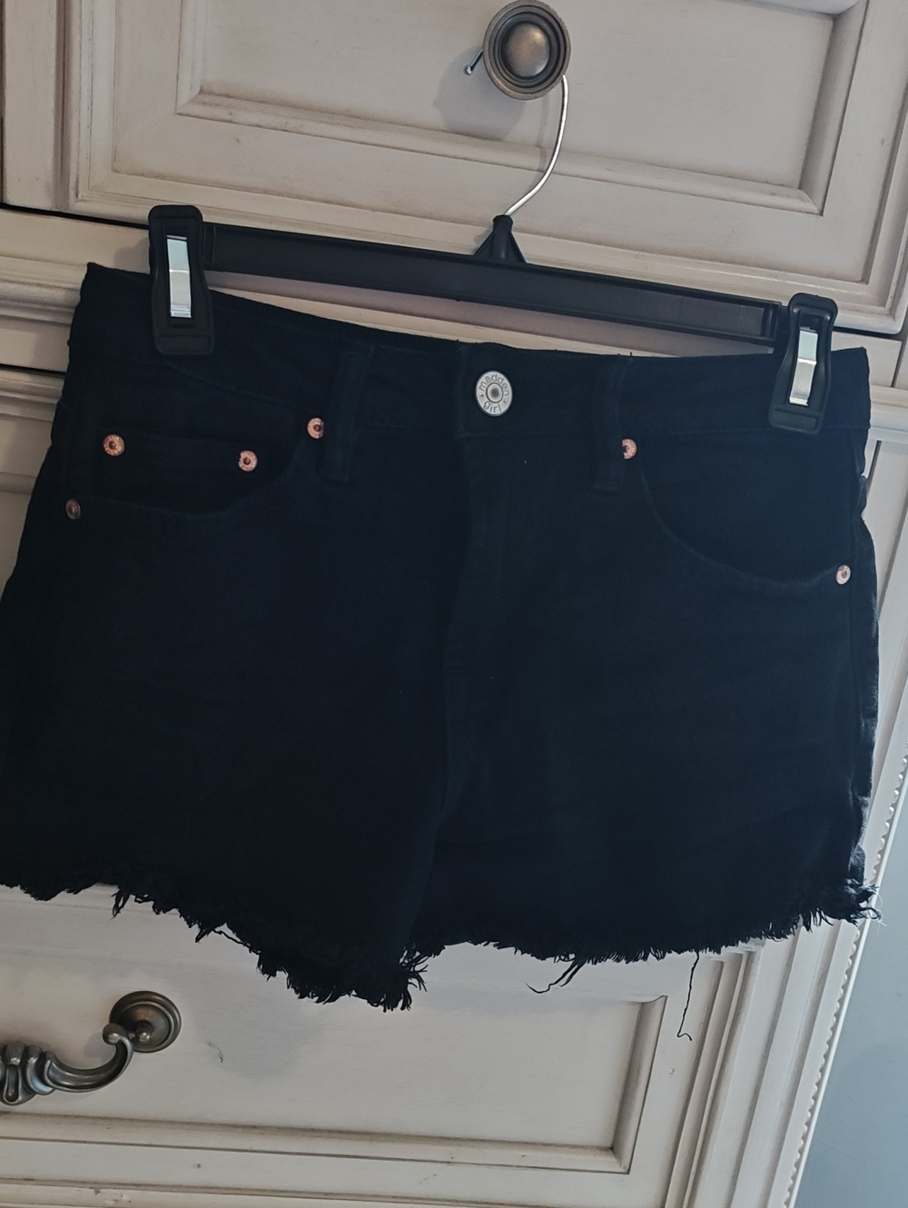 Steve Madden Black Frayed Hem Denim Shorts